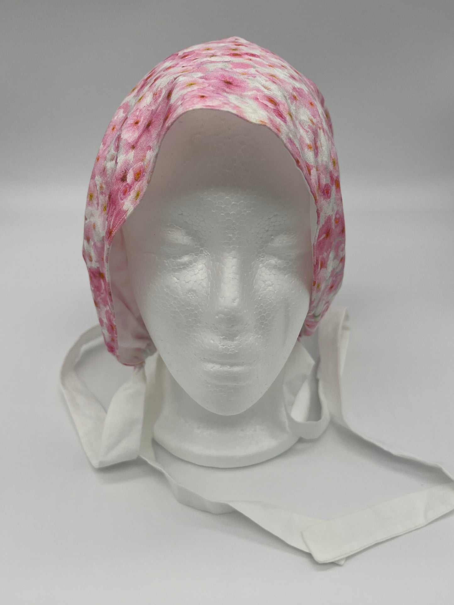 Cap (Pink Floral with White Ties)