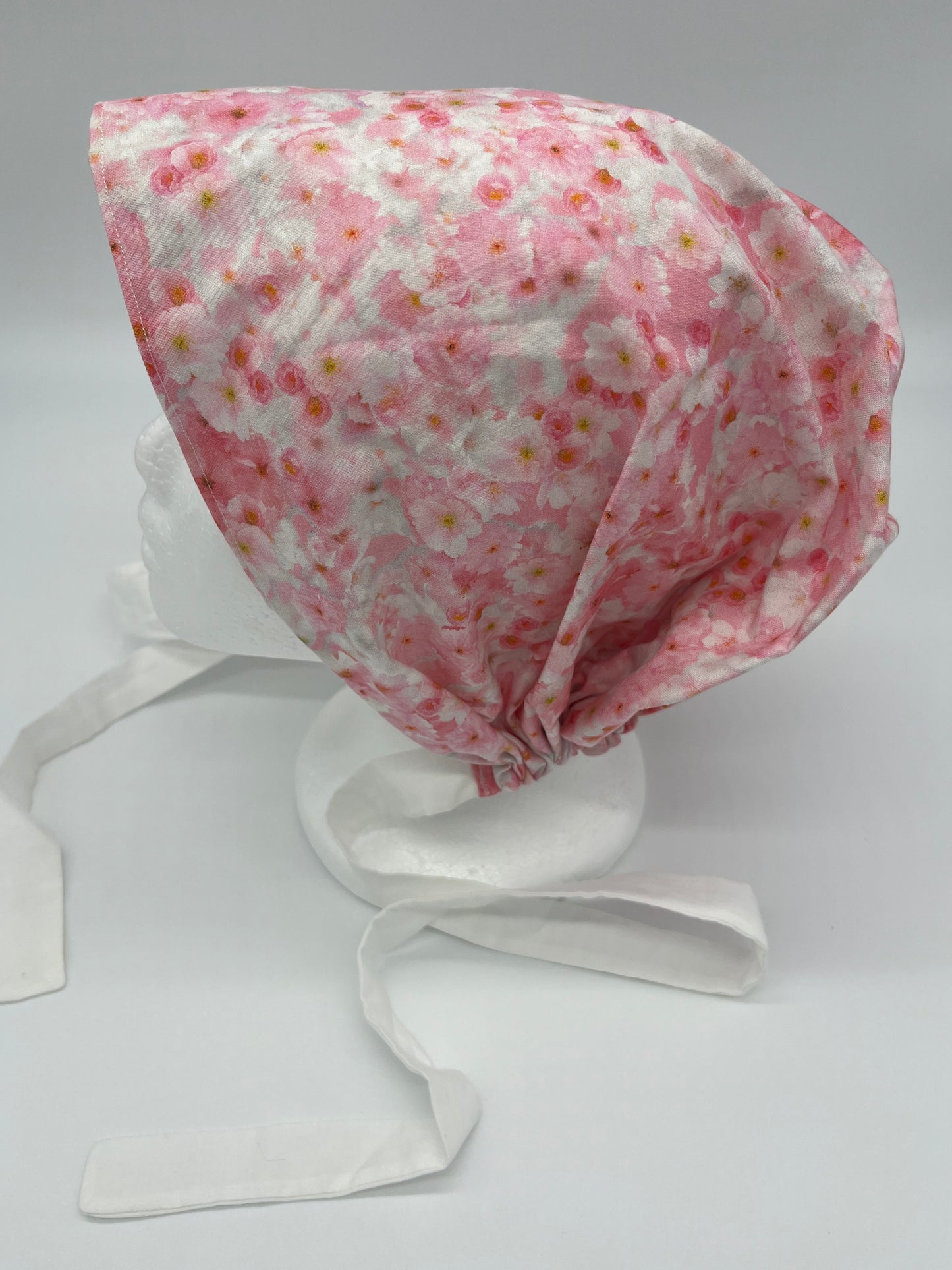 Cap (Pink Floral with White Ties)