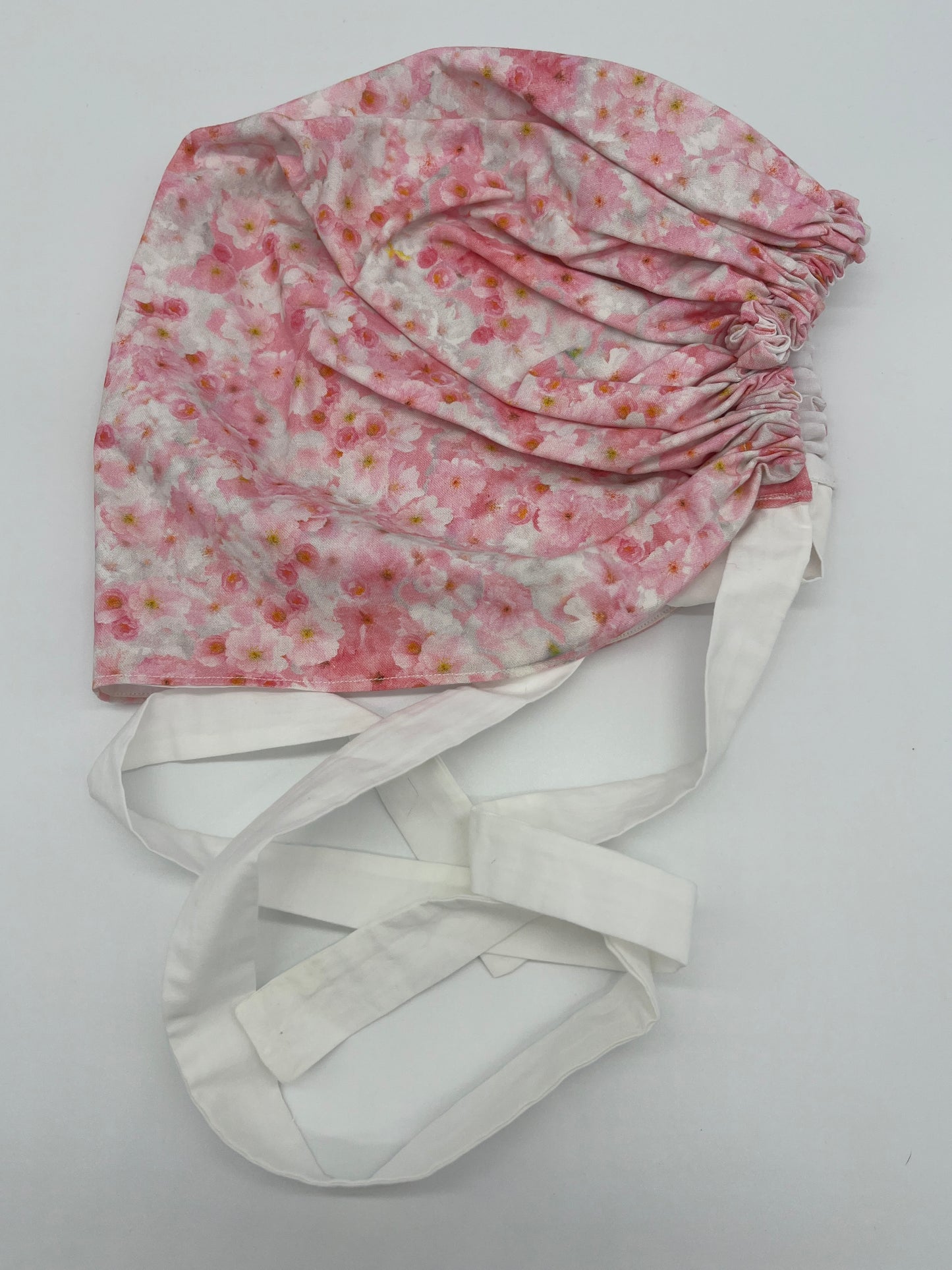 Cap (Pink Floral with White Ties)