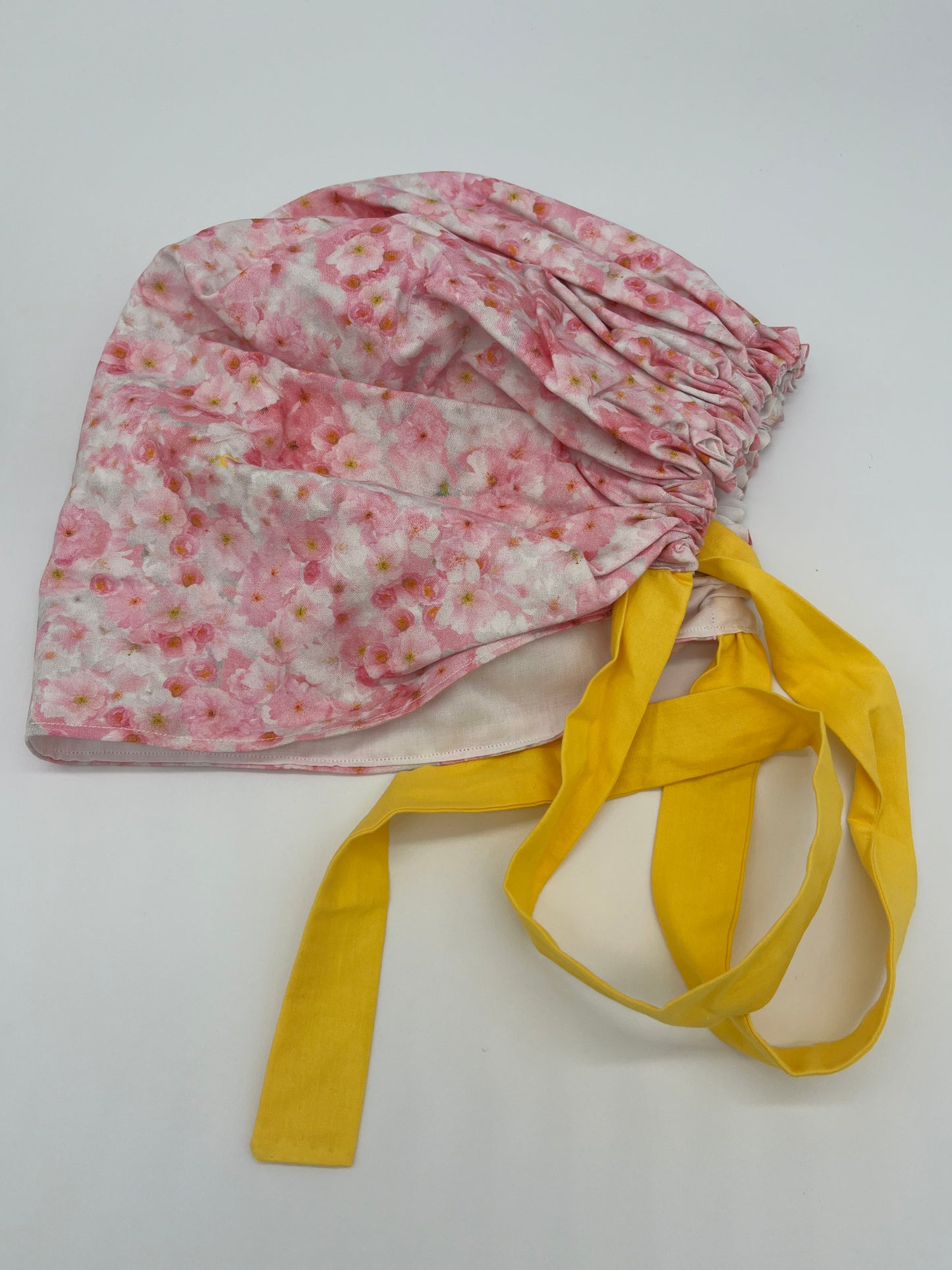 Cap (Pink Floral with Yellow Ties)
