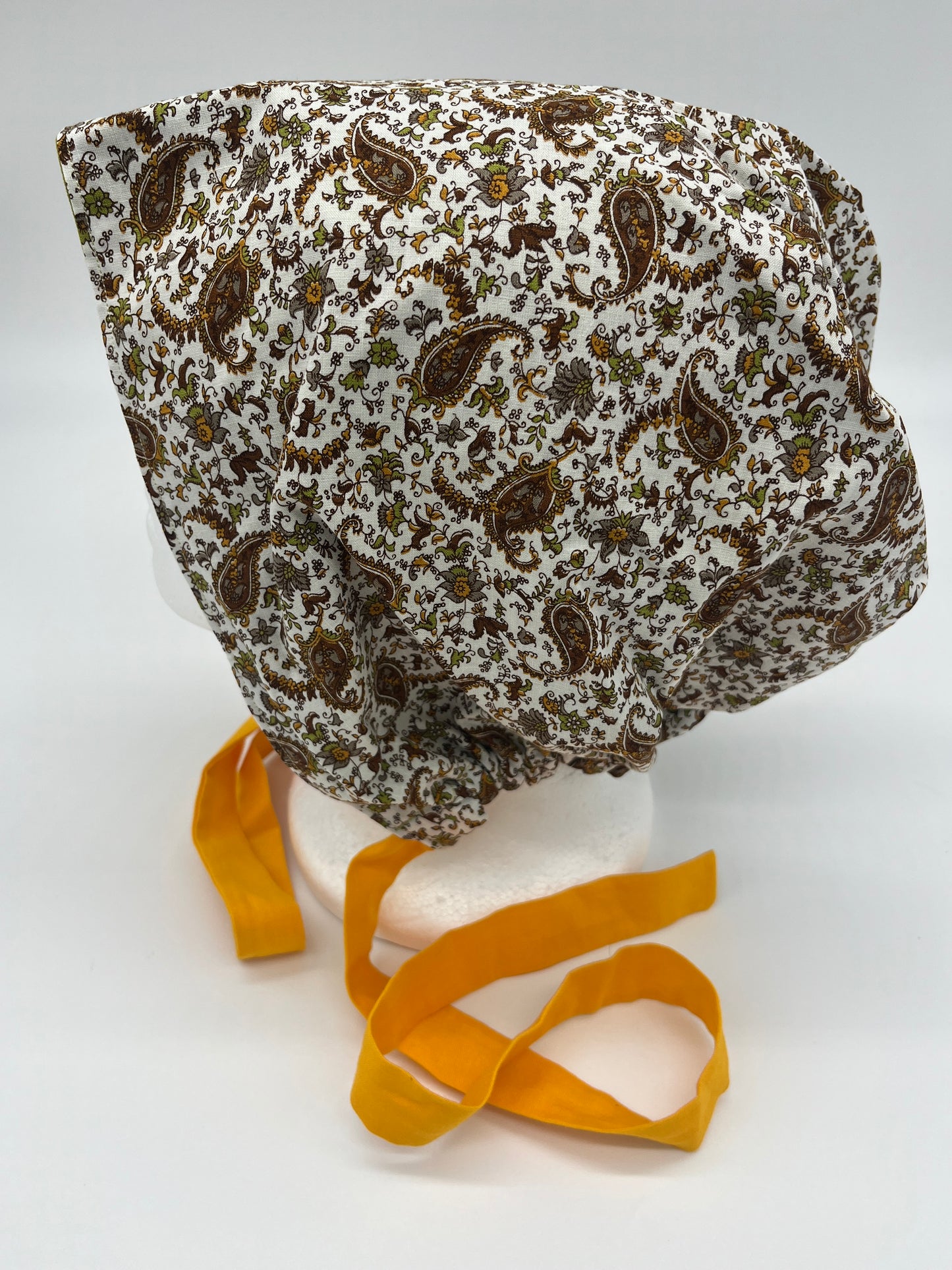 Cap (Green and Brown Paisley with Orange Ties)