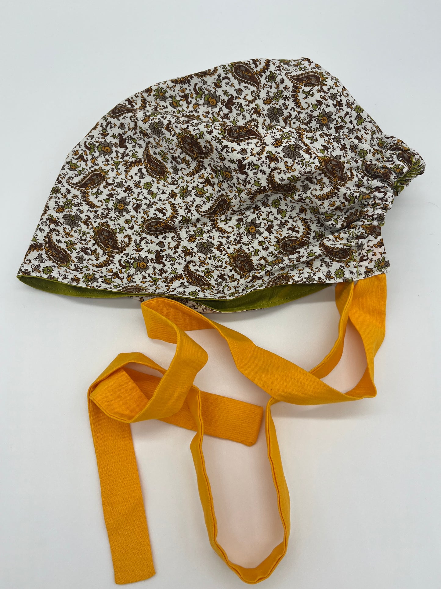 Cap (Green and Brown Paisley with Orange Ties)