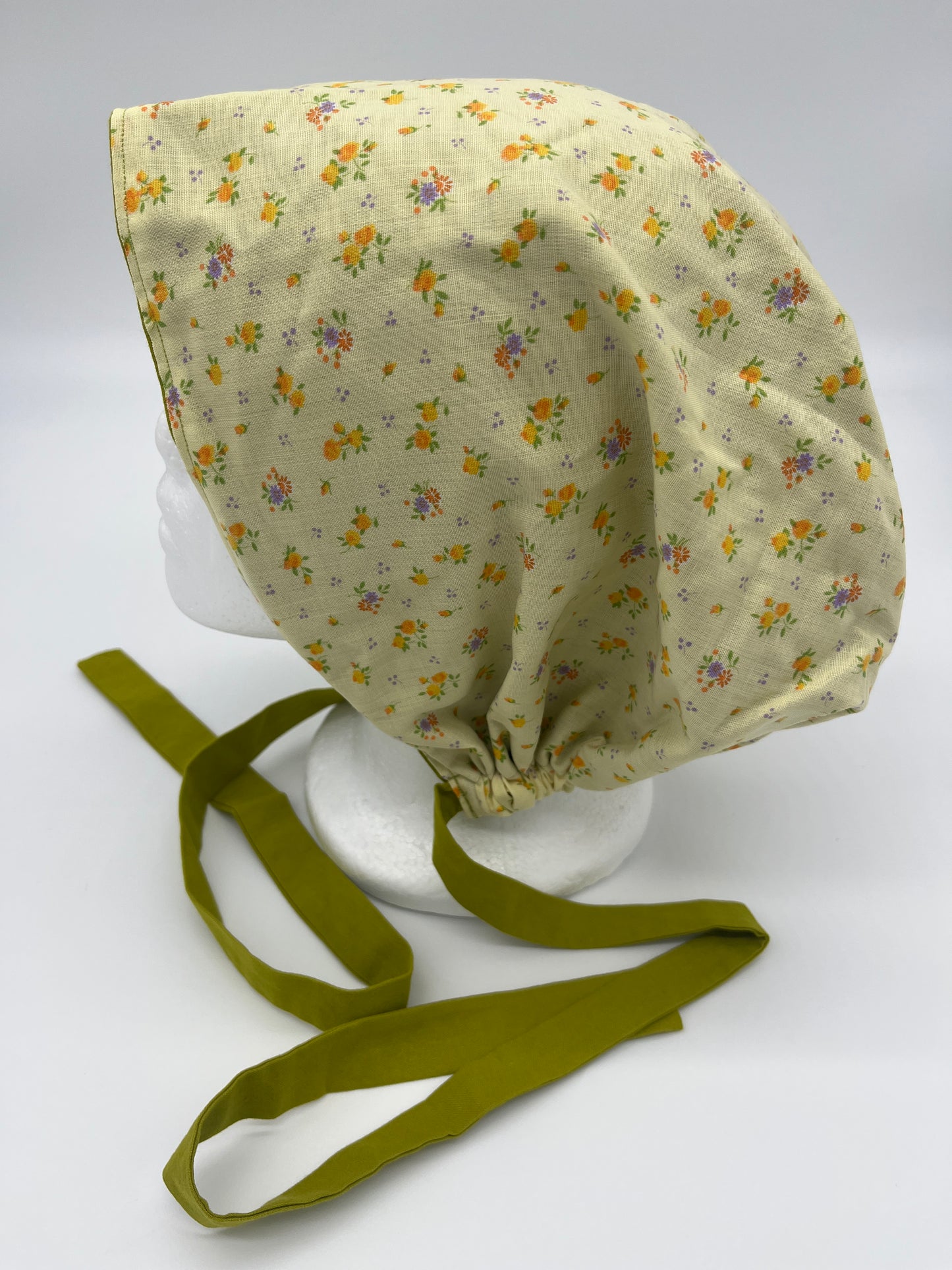 Cap (Green Floral with Green Ties)
