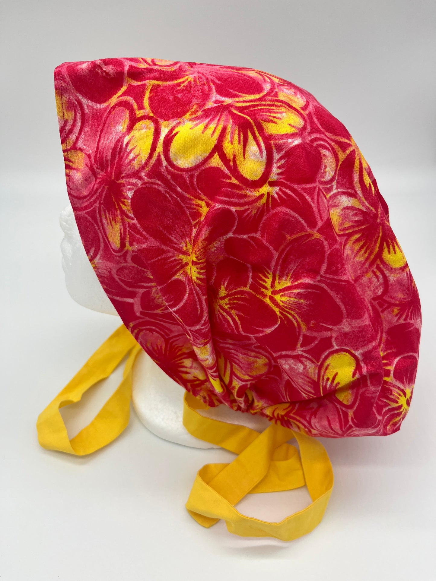 Cap (Dark Pink Floral with Yellow Ties)