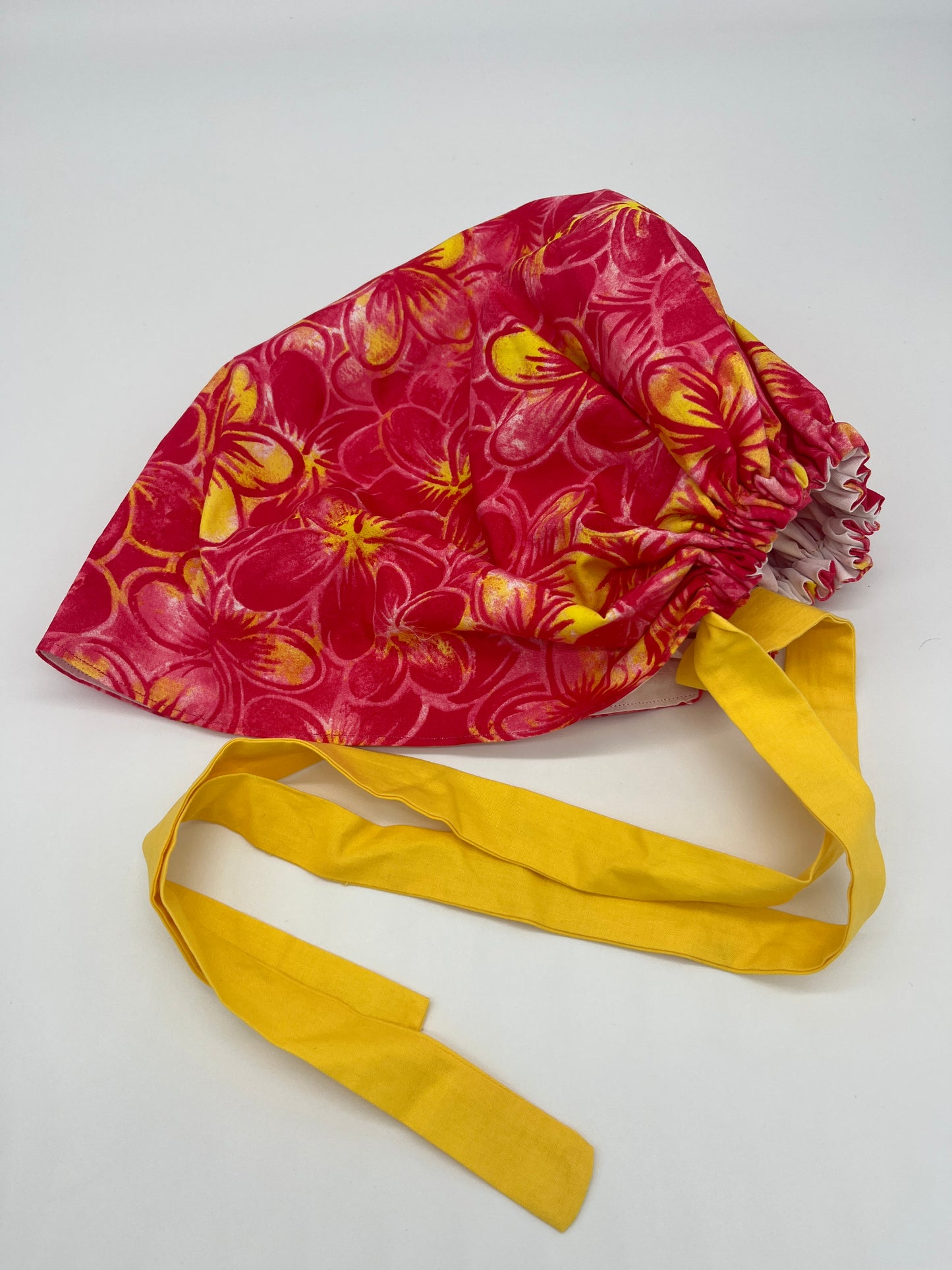 Cap (Dark Pink Floral with Yellow Ties)