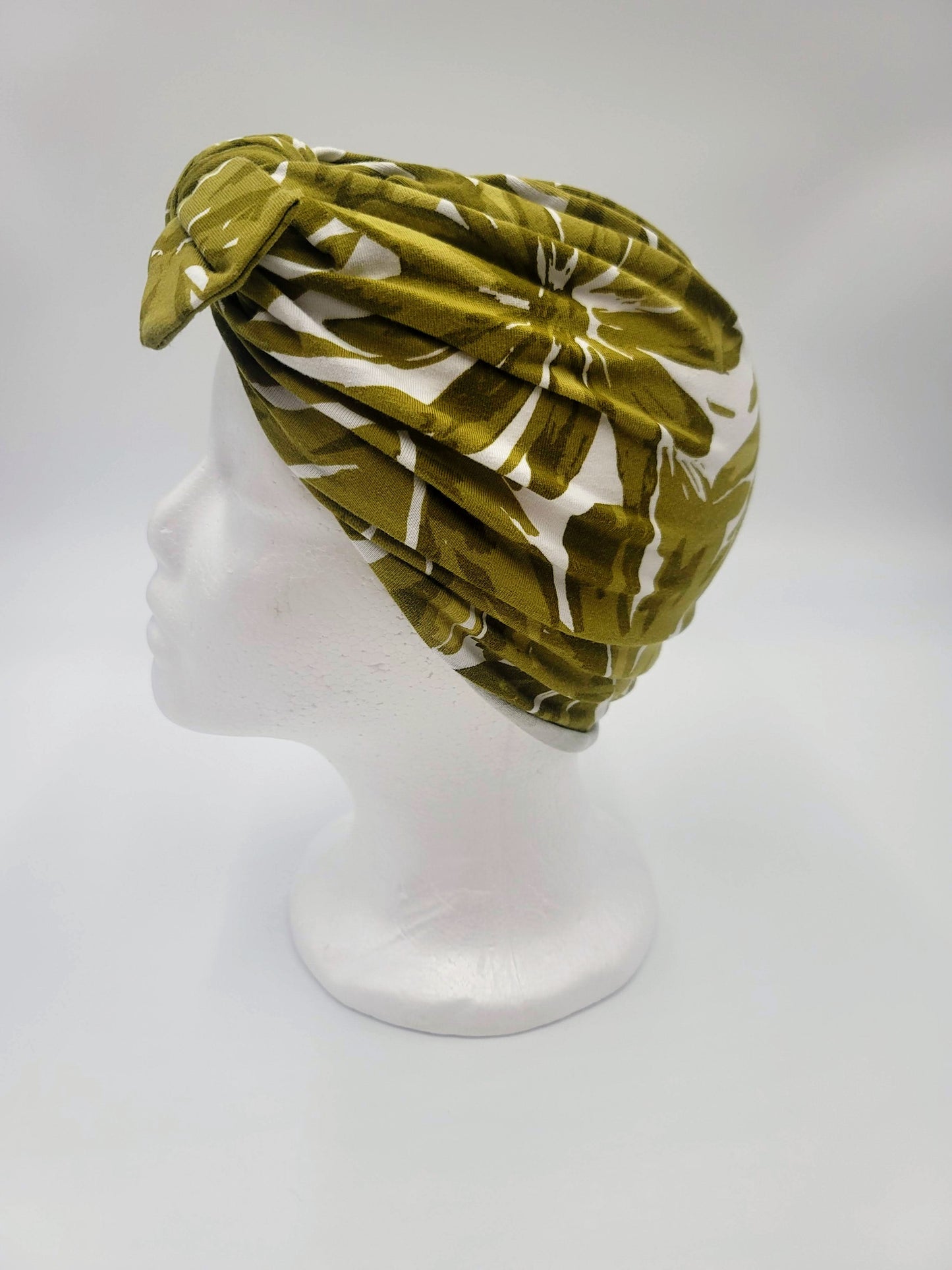 Soft Beanie Cap (Olive, Floral)