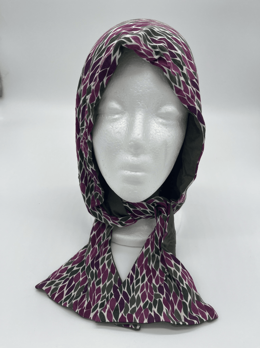 Soft Wrap Cap  (Purple and Green Leaf Design)