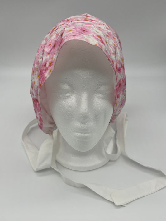 Cap (Pink Floral with White Ties)