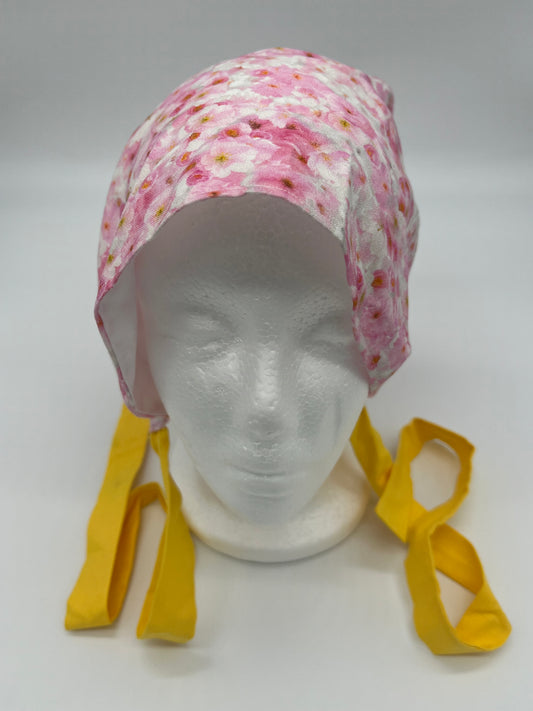 Cap (Pink Floral with Yellow Ties)