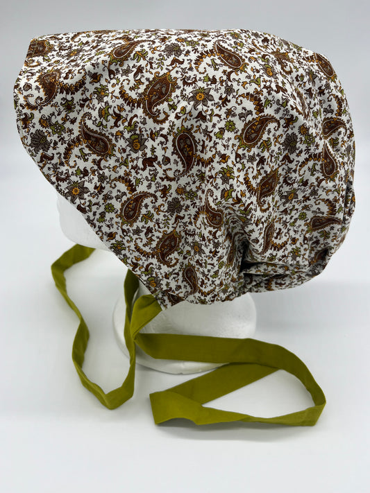 Cap (Green and Brown Paisley with Green Ties)