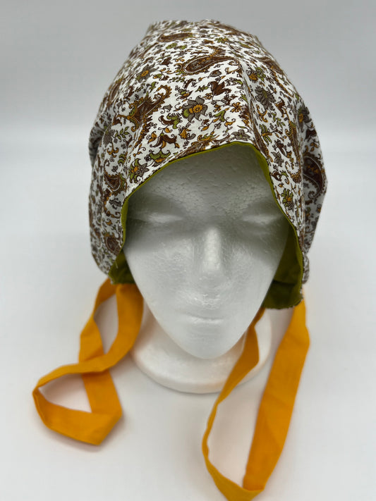 Cap (Green and Brown Paisley with Orange Ties)