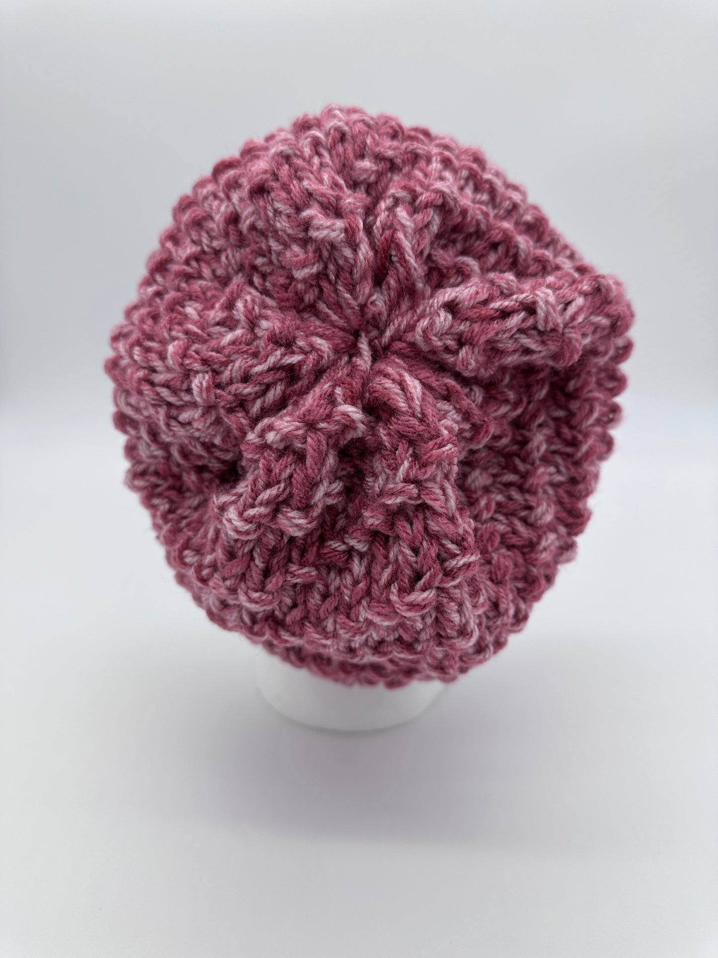 Beanie, Crochet (Mauve + White)