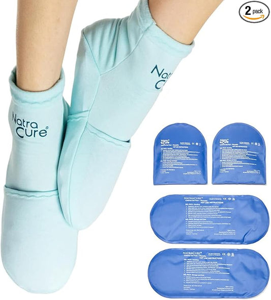 Cold/Hot Gel Pack Socks Set (Small/Medium, Blue and Mint)