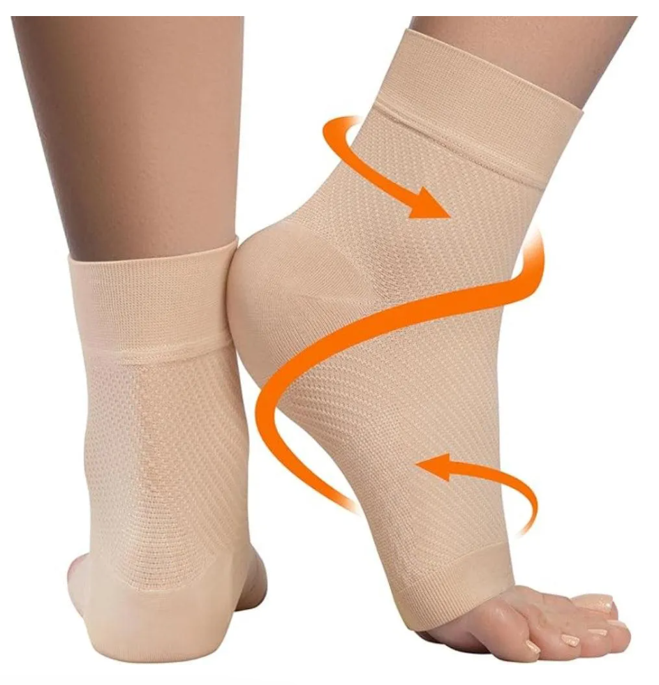Compression Sleeve Support Socks - Tan, Small Size