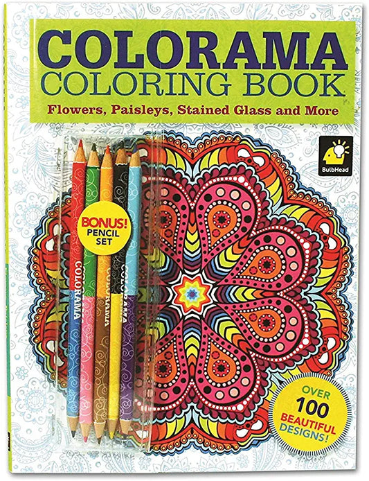 Colorama Coloring Book: Flowers, Paisleys, Stained Glass and More