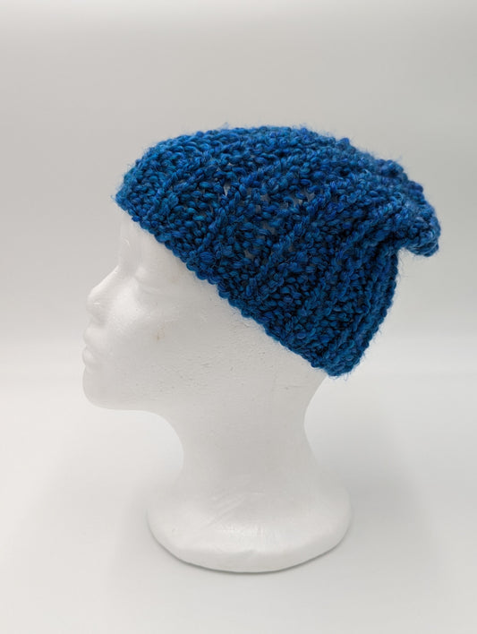 Knitted Beanie Cap (Blue, One-Size)